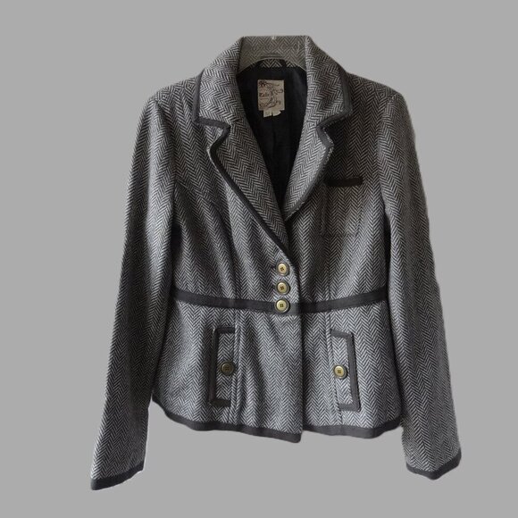 Tulle women's Blazer size M, olive green tweed, wool, poly, spandex, lined, VGC - Picture 1 of 16